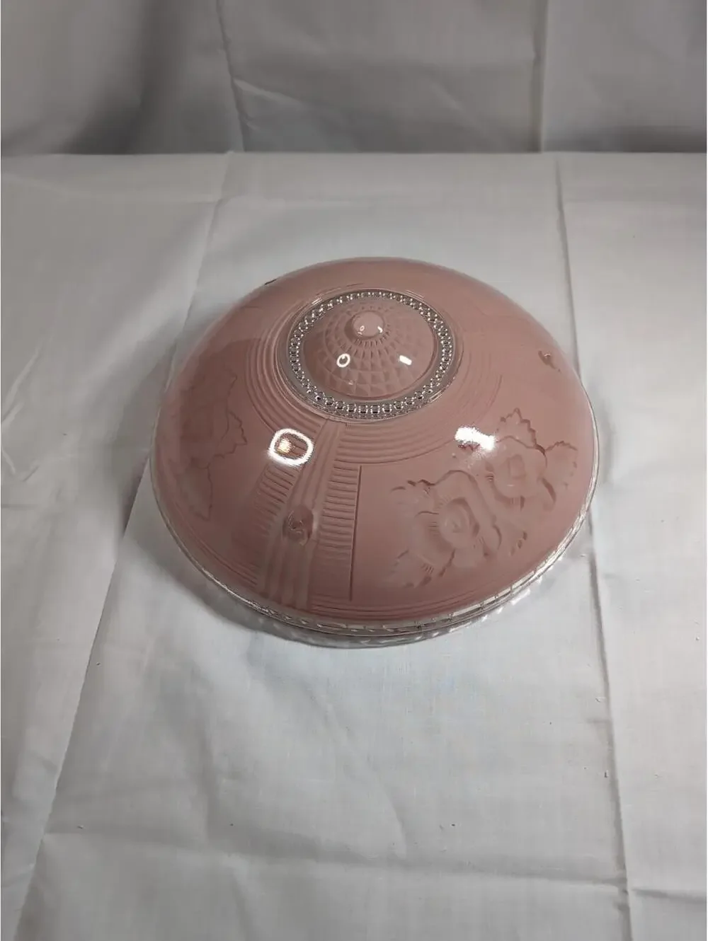 Vintage Pink Glass Art Deco Ceiling Fixture Light Lamp Shade 3 Hole (A32)